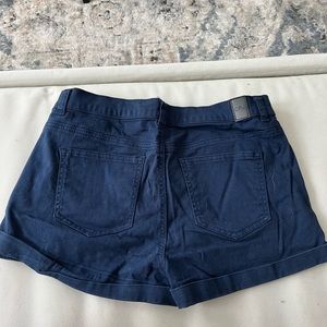 Blue mid rise shorts